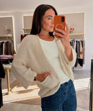 Load image into Gallery viewer, KNITTED COCOON POCKET CARDIGAN - cream