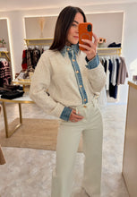 Load image into Gallery viewer, DENIM TRIM KNIT CARDIGAN - cream