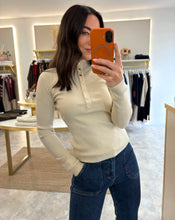 Load image into Gallery viewer, SOFT RIB POPPER DETAIL KNIT - ecru