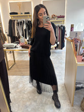 Load image into Gallery viewer, PLEATED MESH MIDI DRESS WITH RELAXED KNIT JUMPER