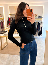 Load image into Gallery viewer, SOFT RIB POPPER DETAIL KNIT - black