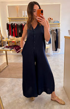 Load image into Gallery viewer, NAVY BUTTON THROUGH POCKET JUMPSUIT
