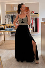 Load image into Gallery viewer, BLACK CONTRAST BODICE MAXI DRESS