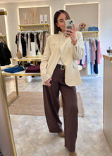 Load image into Gallery viewer, BROWN BELTED BARREL FIT TROUSER