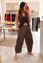 Load image into Gallery viewer, RELAXED STRIPE BARREL LEG TROUSERS - brown