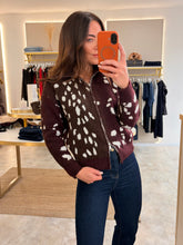 Load image into Gallery viewer, BURGUNDY DEER PRINT ZIP UP JUMPER