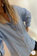 Load image into Gallery viewer, STRIPED DIAMANTE OVERSIZED SHIRT