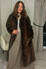 Load image into Gallery viewer, BROWN LONG LENGTH FAUX FUR COAT