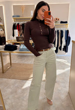 Load image into Gallery viewer, SOFT RIB POPPER DETAIL KNIT - brown