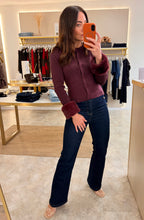 Load image into Gallery viewer, DETACHABLE FUR CUFF RIBBED KNIT CARDI - burgundy