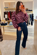 Load image into Gallery viewer, BURGUNDY/PINK STRIPE KNIT CARDIGAN