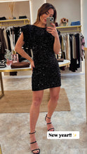 Load image into Gallery viewer, BLACK SEQUIN MINI DRESS
