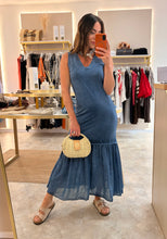 Load image into Gallery viewer, DENIM BLUE TIERED MAXI DRESS