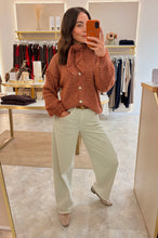 Load image into Gallery viewer, NECK TIE STRIPE KNIT CARDIGAN - rust