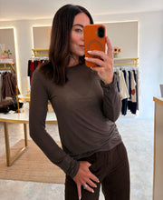 Load image into Gallery viewer, CASHMERE BLEND SHEER LAYERING TOP - brown