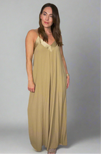 Load image into Gallery viewer, GOLDEN BEIGE SATIN TRIM JUMPSUIT