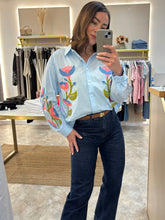 Load image into Gallery viewer, TULIP EMBROIDERED BLOUSE sky blue