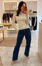 Load image into Gallery viewer, SOFT RIB POPPER DETAIL KNIT - ecru