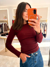 Load image into Gallery viewer, FLEECE LINED LONG SLEEVE BASIC TOP - wine