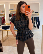 Load image into Gallery viewer, NAVY CHECK DRAWSTRING WAISTCOAT