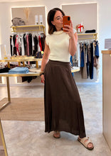 Load image into Gallery viewer, SATIN DRAPE SKIRT-chocolate