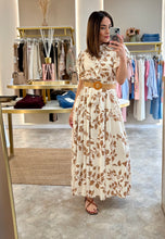 Load image into Gallery viewer, LEAF PRINT BELTED MAXI DRESS