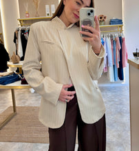 Load image into Gallery viewer, CREAM HIGH NECK PINSTRIPE BLAZER