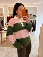 Load image into Gallery viewer, COLOUR BLOCK COLLARED KNIT - pink/green