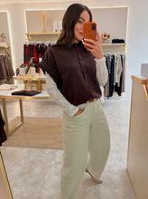 Load image into Gallery viewer, RUCHED SLEEVE BUTTON DETAIL KNIT - chocolate