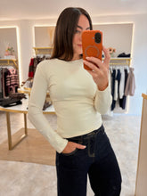 Load image into Gallery viewer, FLEECE LINED LONG SLEEVE BASIC TOP- cream