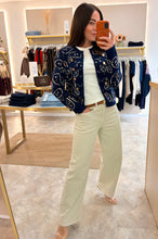 Load image into Gallery viewer, PAISLEY BUTTON CARDIGAN - navy