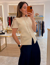 Load image into Gallery viewer, FLUTTER SLEEVE FLAT KNIT CARDIGAN - cream