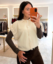 Load image into Gallery viewer, RUCHED SLEEVE BUTTON DETAIL KNIT - cream