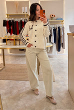 Load image into Gallery viewer, LA CALIFORNIA VASITY KNIT CARDIGAN - cream/brown
