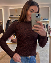 Load image into Gallery viewer, CHOCOLATE TEXTURED SEMI SHEER TOP