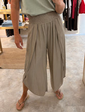 Load image into Gallery viewer, DRAPED WIDE LEG TROUSERS WITH SHIRRED ELASTICATED WAISTBAND- taupe