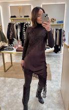Load image into Gallery viewer, CHOCOLATE ASYMMETRIC LACE TRIM SLIP DRESS