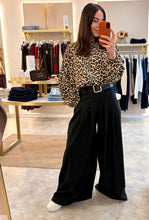 Load image into Gallery viewer, BELTED WIDE LEG TROUSERS - black