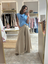 Load image into Gallery viewer, SKY BLUE SATIN DRAPE FRONT TOP