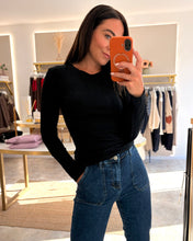 Load image into Gallery viewer, FLEECE LINED LONG SLEEVE BASIC TOP - black
