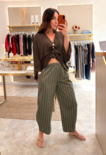 Load image into Gallery viewer, RELAXED STRIPE BARREL LEG TROUSERS - khaki