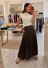 Load image into Gallery viewer, SATIN DRAPE SKIRT-chocolate