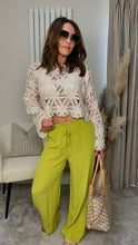 Load image into Gallery viewer, LIME ELASTICATED SUMMER TROUSERS