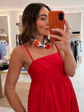 Load image into Gallery viewer, RED COTTON BUBBLE HEM DRESS