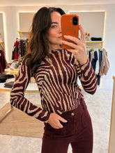 Load image into Gallery viewer, ZEBRA PRINT SEMI SHEER LAYERING TOP - burgundy