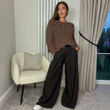 Load image into Gallery viewer, BELTED WIDE LEG TROUSERS - BROWN
