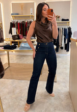 Load image into Gallery viewer, BROWN SATIN ASYMMETRICAL COWL NECK TOP