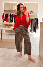 Load image into Gallery viewer, RELAXED STRIPE BARREL LEG TROUSERS - brown
