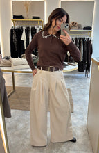 Load image into Gallery viewer, CREAM CORDUROY WIDE LEG TROUSERS