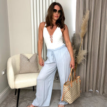 Load image into Gallery viewer, LIGHT BLUE ELASTICATED SUMMER TROUSERS
